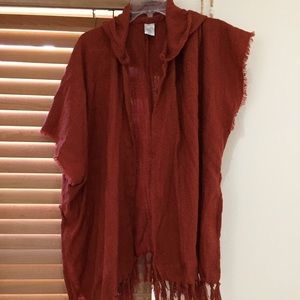 Francescas loose burnt orange cardigan with a hood
